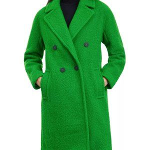 BCBGeneration Women's Double-Breasted Bouclé Walker Coat in Green NWT